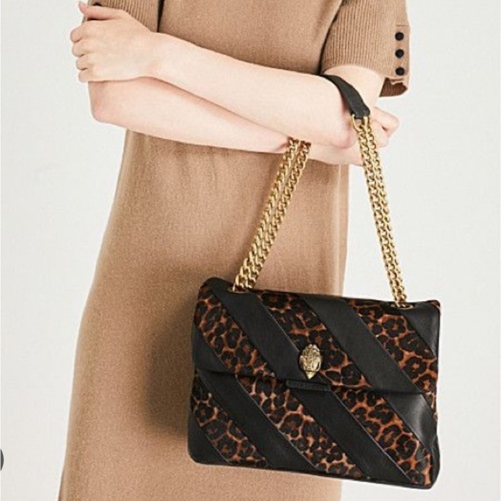 Kurt Geiger Women's Brown Leopard Faux Fur Soho Leather Shoulder Bag (me…